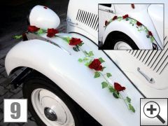 Rosengirlande Classic mit roten Rosenblten als Hochzeitsauto Blumenschmuck