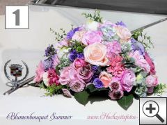 Hochzeitsauto Blumenschmuck Beispiel 1 - Bohemian Blumenbouquet Vintage
