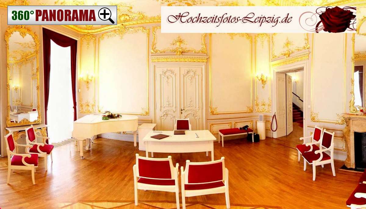 Trauzimmer Spiegelsaal im Standesamt Markkleeberg Weisses Haus (Panoramafoto)